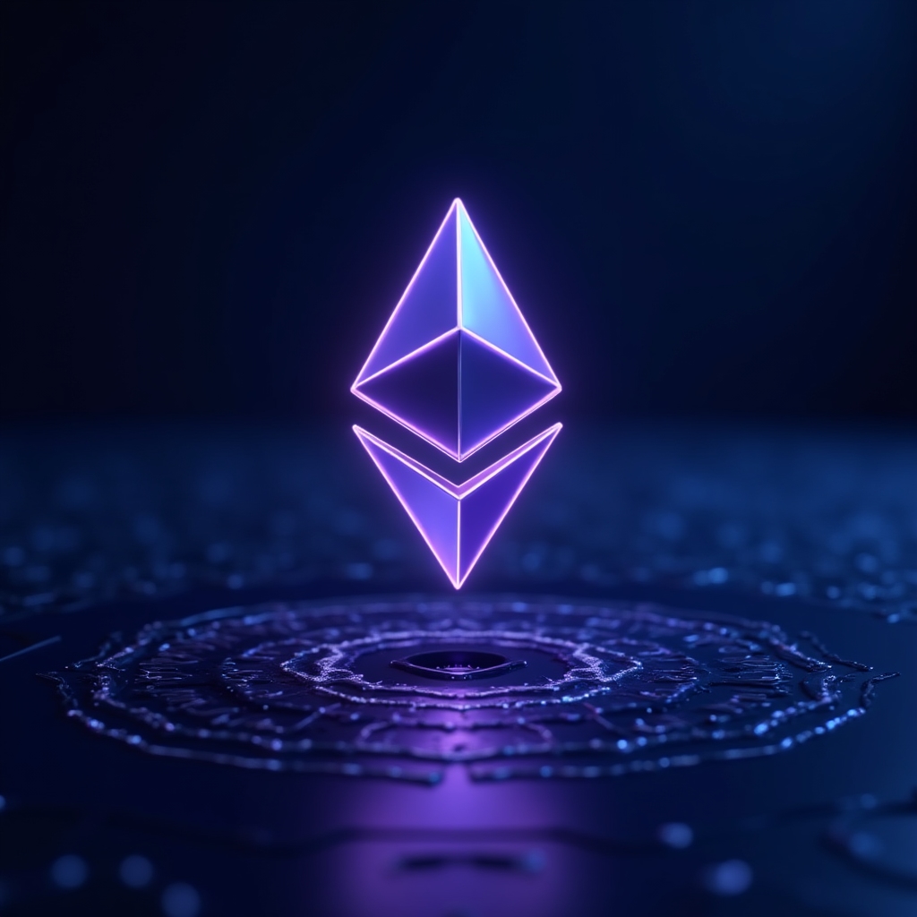 Ethereum blockchain platform and smart contract infrastructure visualization